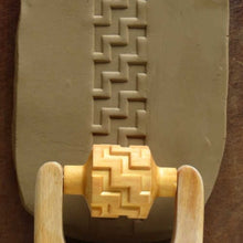 Load image into Gallery viewer, MKM Medium Handle Roller Large Diagonal Zig Zag RM-018