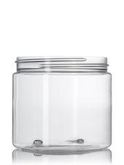 16 oz clear PET plastic single wall jar with lid