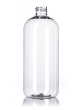 Load image into Gallery viewer, 16 oz clear PET plastic boston round bottle with lid