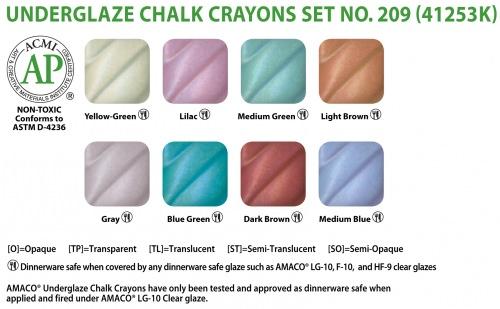 Underglaze Chalk Crayons Set #209 Amaco 41253K